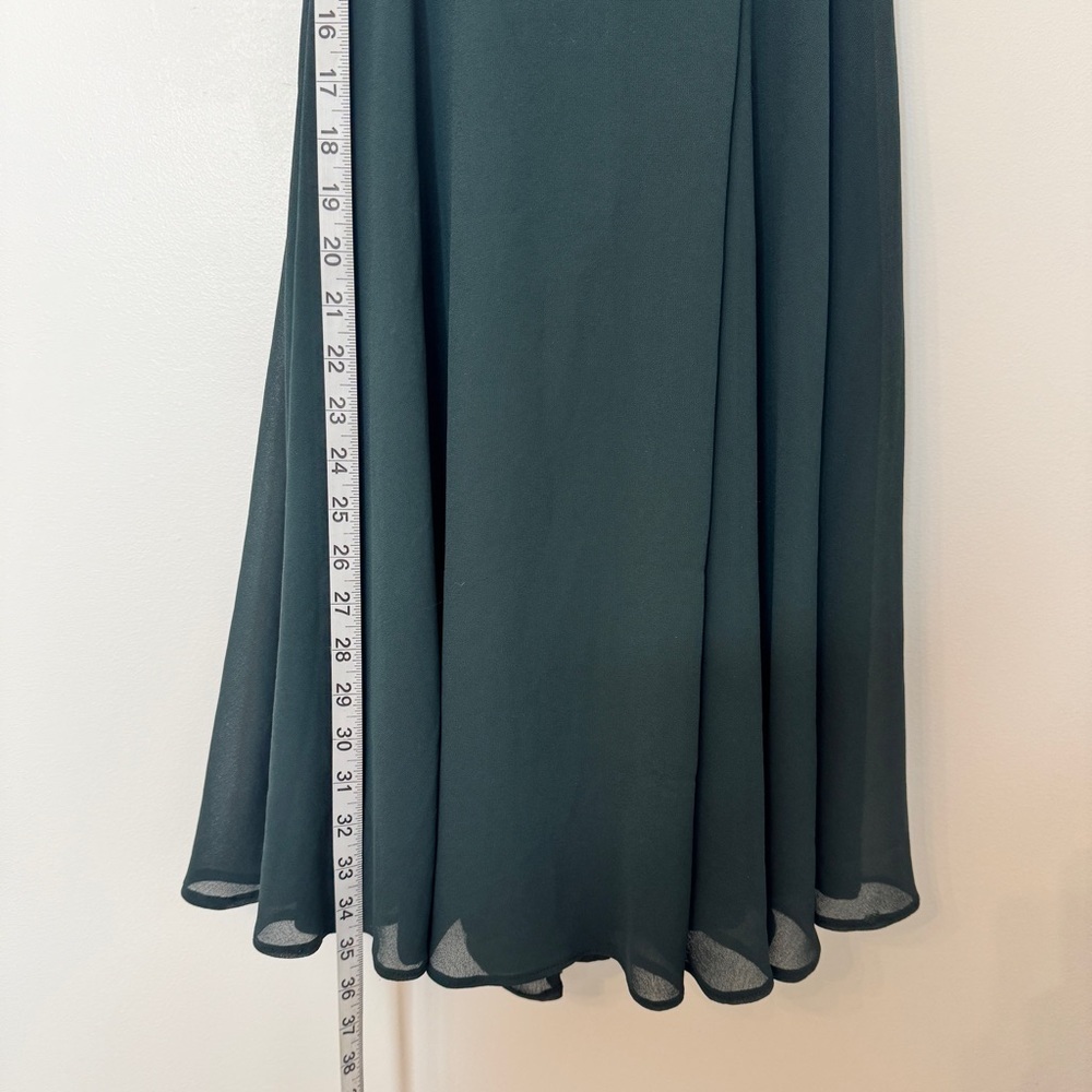 Lulus Letter of Love Mini Dress Emerald Green Backless Skater Slit Chiffon Sz XS - Picture 8 of 16